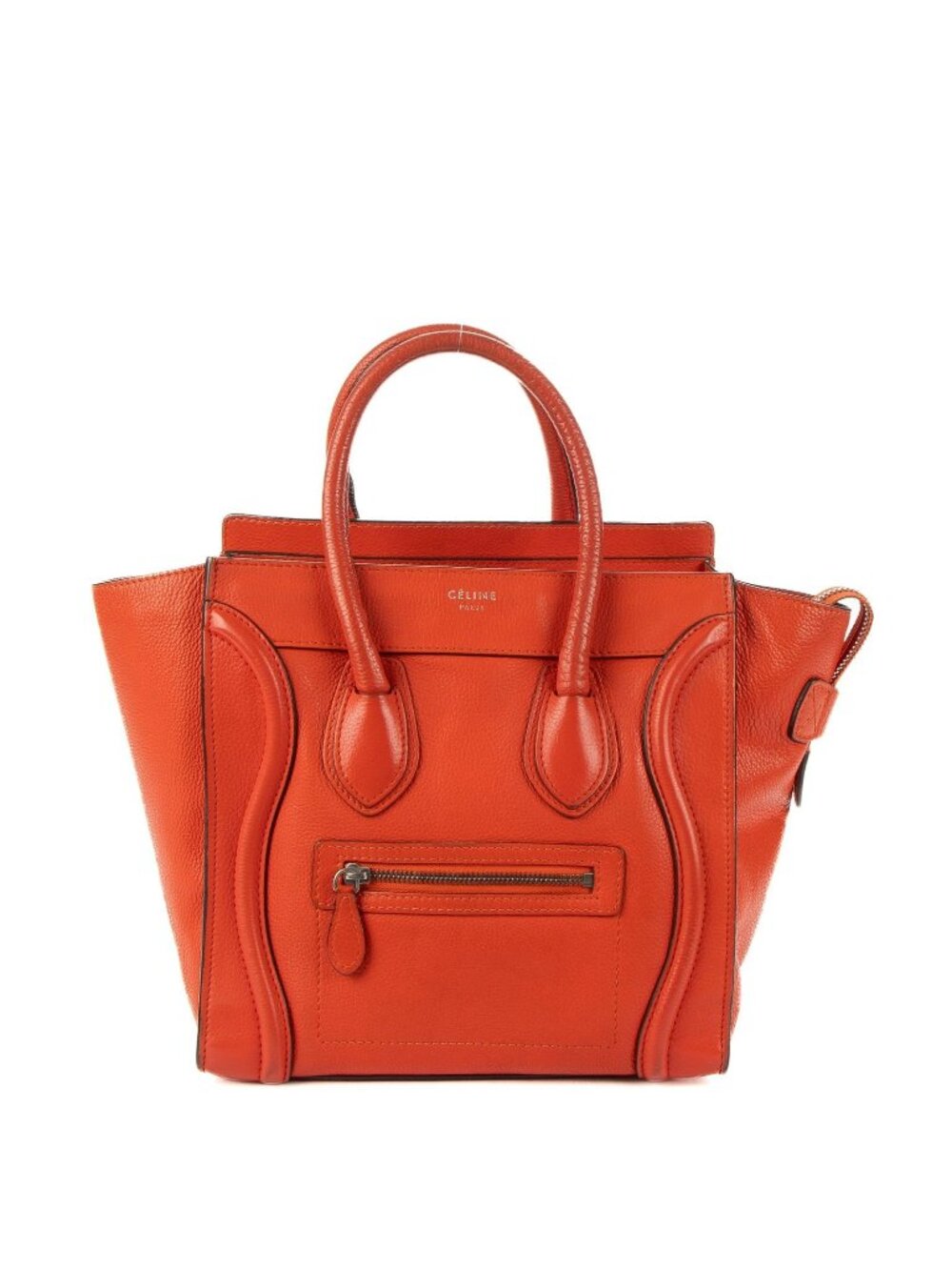 Celine Micro Luggage Red Calfskin Leather Handbag